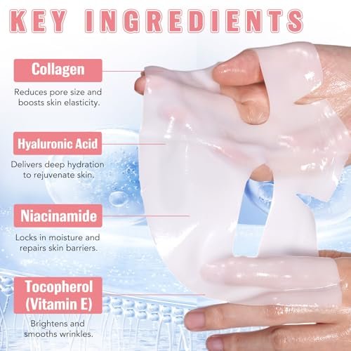 BXRUIAGN Collagen Face Mask & Smile Line Patches – Korean Skincare Sheet Mask for Wrinkle Smoothing & Radiance (Pink, 4 Count) - görsel 9