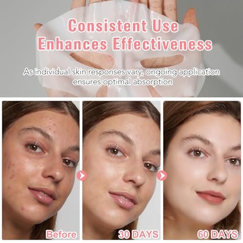 BXRUIAGN Collagen Face Mask & Smile Line Patches – Korean Skincare Sheet Mask for Wrinkle Smoothing & Radiance (Pink, 4 Count) - görsel 13