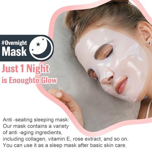 BXRUIAGN Collagen Face Mask & Smile Line Patches – Korean Skincare Sheet Mask for Wrinkle Smoothing & Radiance (Pink, 4 Count) - görsel 5