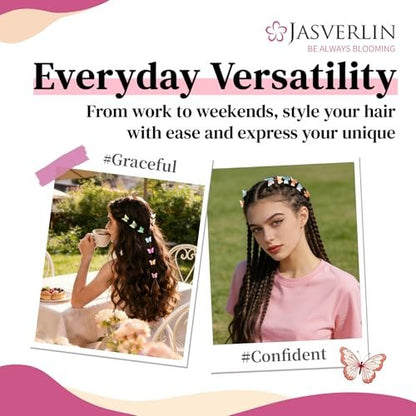 JASVERLIN Mini Butterfly Hair Clips for Girls - 50 Pack Pastel Flutter, Cute Y2K Aesthetic Hair Accessories, Tiny Claw Clips for Kids Teens, Small Colorful Barrettes for Braids Festival Styling