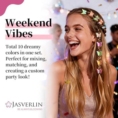 JASVERLIN Mini Butterfly Hair Clips for Girls - 50 Pack Pastel Flutter, Cute Y2K Aesthetic Hair Accessories, Tiny Claw Clips for Kids Teens, Small Colorful Barrettes for Braids Festival Styling