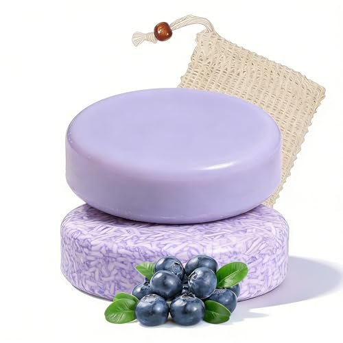 Blueberry Fields Shampoo & Conditioner Bundle Bars – Natural Blueberry Extract for Hair Thinning & Frizz, Unisex (1 SET) Avelisse