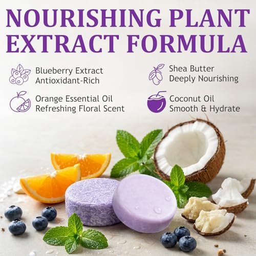 Blueberry Fields Shampoo & Conditioner Bundle Bars – Natural Blueberry Extract for Hair Thinning & Frizz, Unisex (1 SET) Avelisse