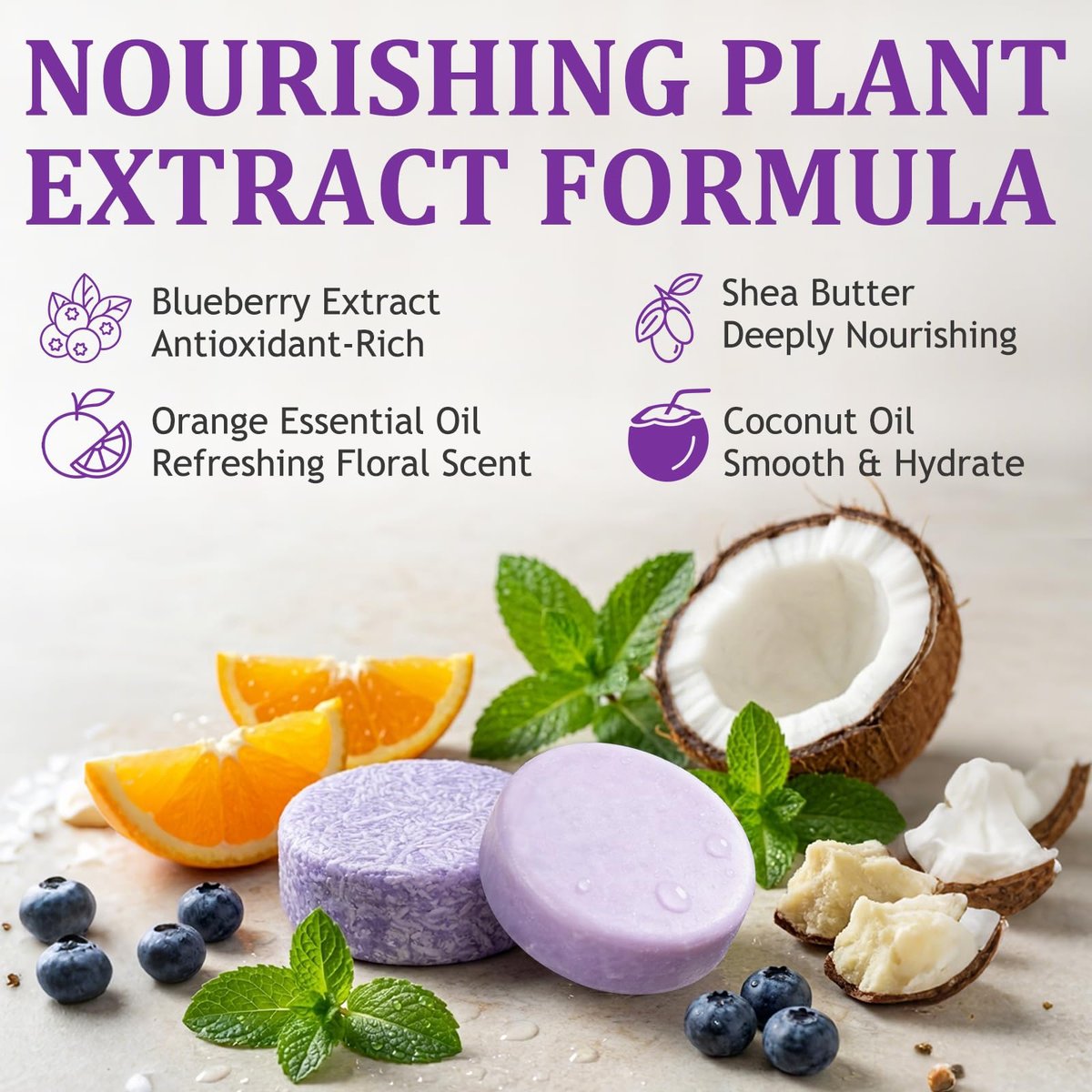 Blueberry Fields Shampoo & Conditioner Bundle Bars – Natural Blueberry Extract for Hair Thinning & Frizz, Unisex (1 SET) Avelisse