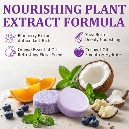 Blueberry Fields Shampoo & Conditioner Bundle Bars – Natural Blueberry Extract for Hair Thinning & Frizz, Unisex (1 SET) Avelisse