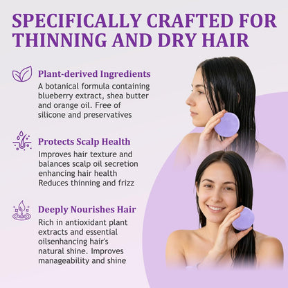 Blueberry Fields Shampoo & Conditioner Bundle Bars – Natural Blueberry Extract for Hair Thinning & Frizz, Unisex (1 SET) Avelisse