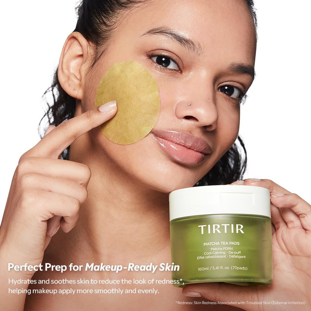 TIRTIR Matcha PDRN Toner Pad - Double-Sided Exfoliating & Hydrating Pads with Vegan PDRN, 2% Niacinamide, 70 Pads - görsel 7