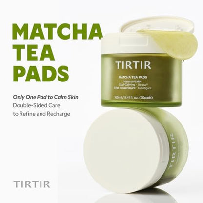 TIRTIR Matcha PDRN Toner Pad - Double-Sided Exfoliating & Hydrating Pads with Vegan PDRN, 2% Niacinamide, 70 Pads