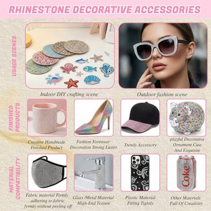 DEWJDFSC 2 Boxes Rhinestones for Bedazzling Kits - Multicolor 3mm Resin Jelly Flatback Gems, 2-6mm Silver Clear Bedazzler with 3Pcs B7000 Jewelry Glue for Crafts, Book, Nail Art Avelisse
