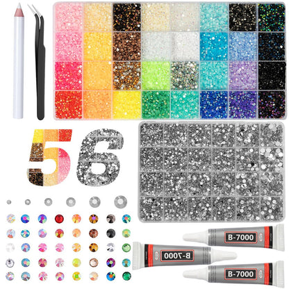 DEWJDFSC 2 Boxes Rhinestones for Bedazzling Kits - Multicolor 3mm Resin Jelly Flatback Gems, 2-6mm Silver Clear Bedazzler with 3Pcs B7000 Jewelry Glue for Crafts, Book, Nail Art Avelisse