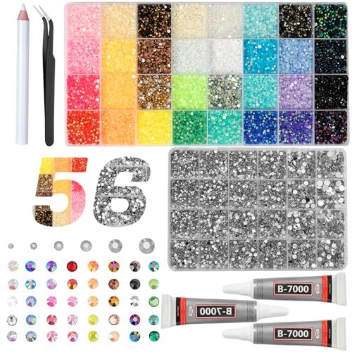 DEWJDFSC 2 Boxes Rhinestones for Bedazzling Kits - Multicolor 3mm Resin Jelly Flatback Gems, 2-6mm Silver Clear Bedazzler with 3Pcs B7000 Jewelry Glue for Crafts, Book, Nail Art Avelisse