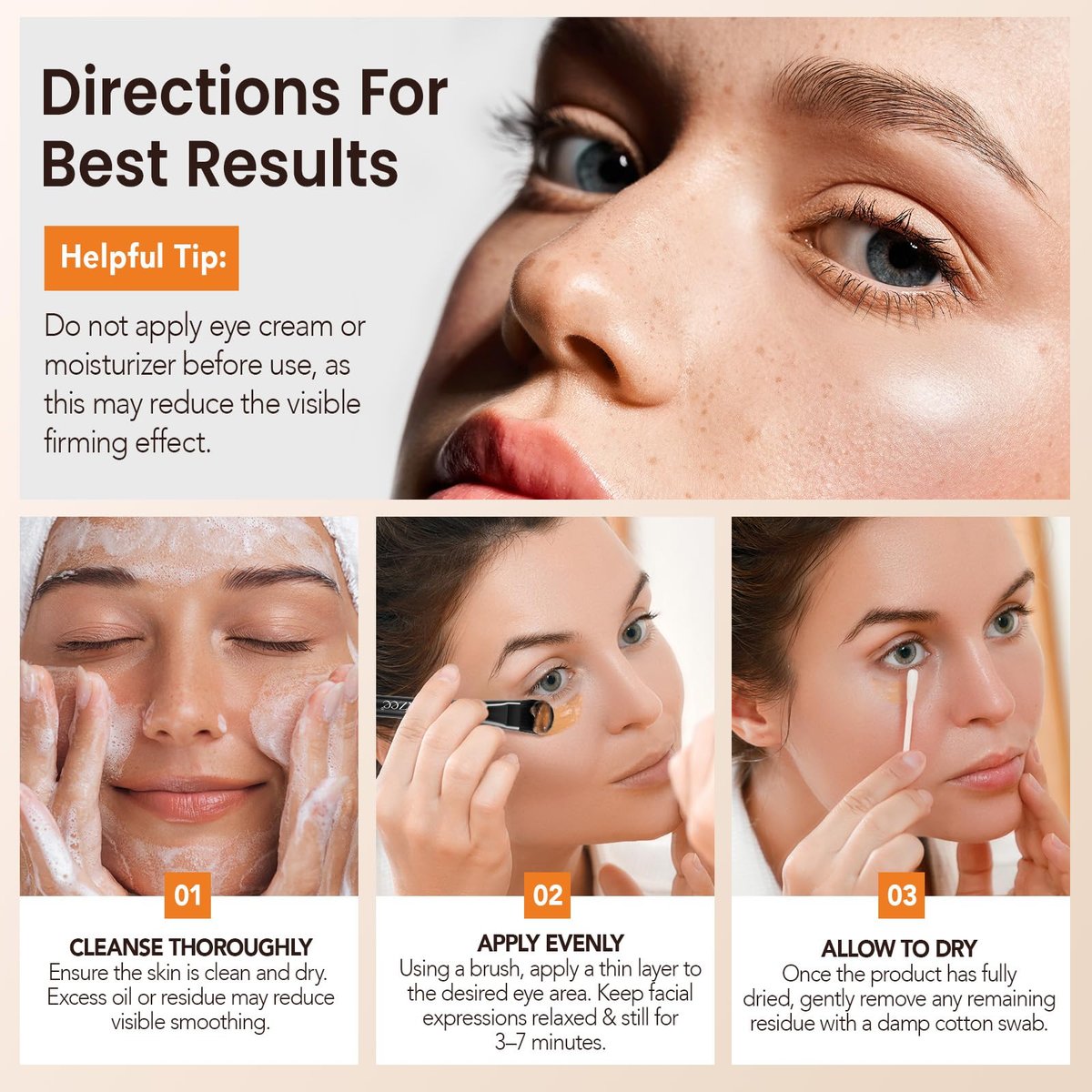 ISUNRISE Instant Eye Tightener Cream with Brush – Temporary Eye Bags & Puffiness Reducer, Wrinkles & Fine Lines, Lightweight Gentle Skin Care for All Skin Types - görsel 9