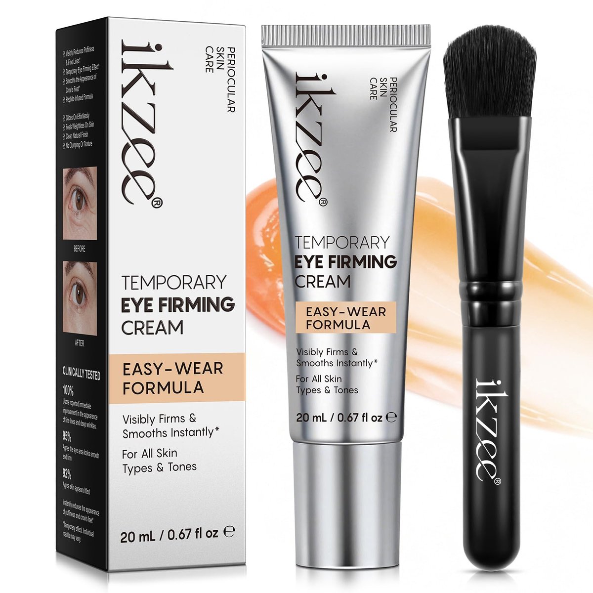 ISUNRISE Instant Eye Tightener Cream with Brush – Temporary Eye Bags & Puffiness Reducer, Wrinkles & Fine Lines, Lightweight Gentle Skin Care for All Skin Types - görsel 1