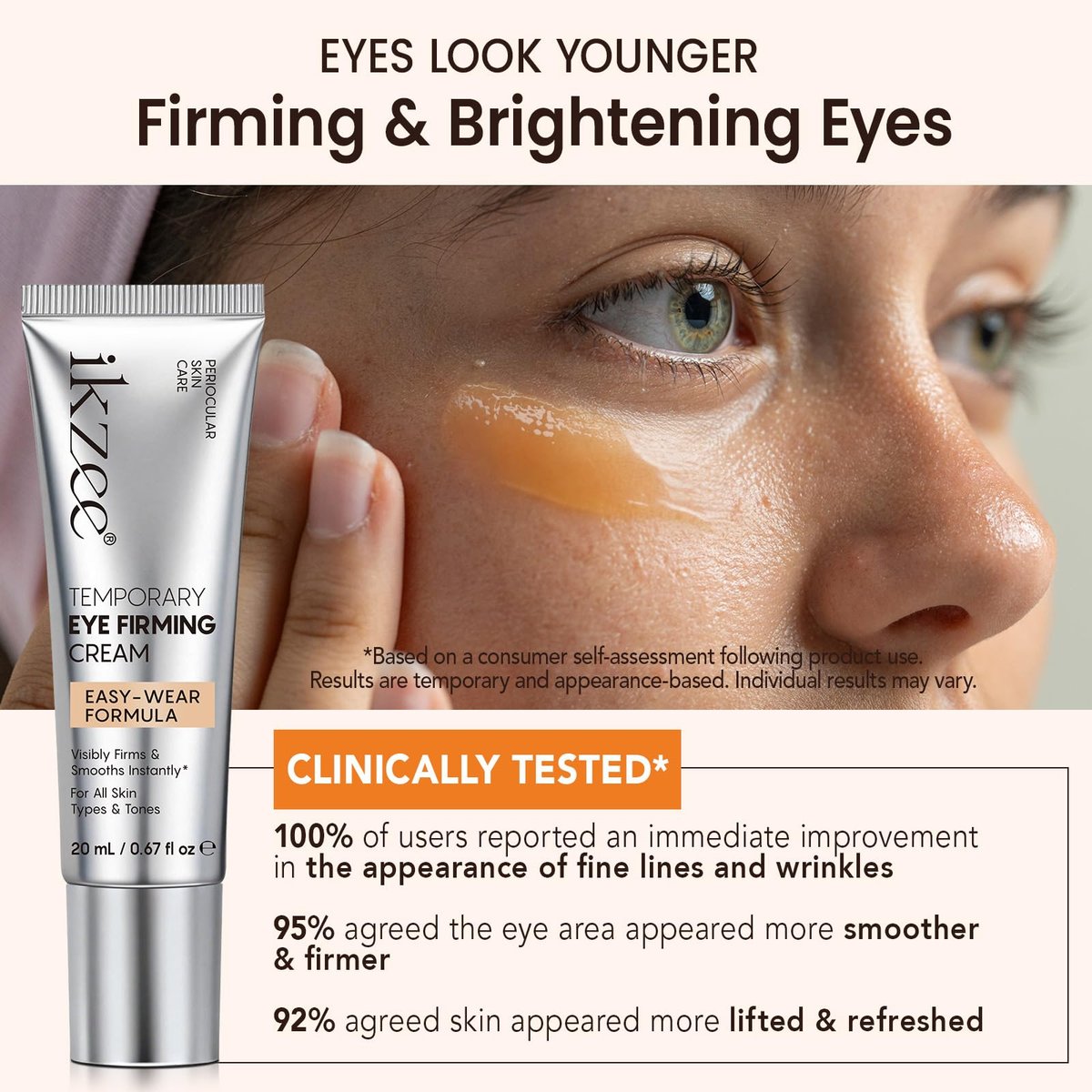 ISUNRISE Instant Eye Tightener Cream with Brush – Temporary Eye Bags & Puffiness Reducer, Wrinkles & Fine Lines, Lightweight Gentle Skin Care for All Skin Types - görsel 7