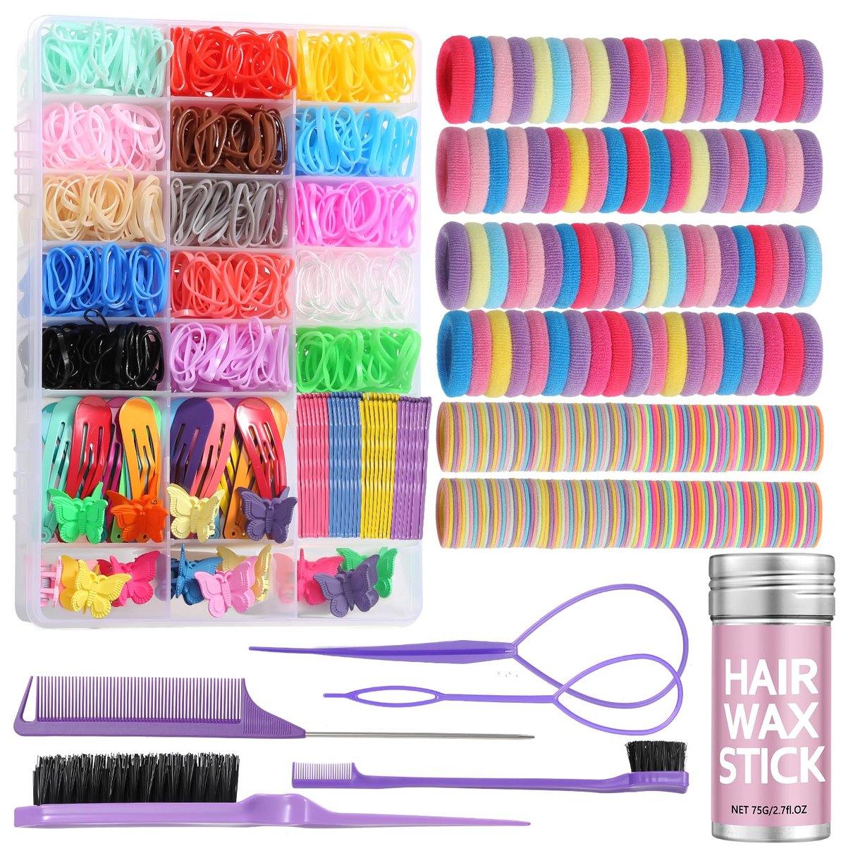 Yogode Hair Accessories for Girls - Colorful Elastic Hair Ties & Clips Set Avelisse
