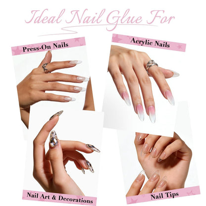 GLAMERMAID Nail Glue for Press On Nails – 15ml, No Lamp Needed, 28 Days Long-Lasting, Fast Drying, TPO & HEMA Free, Super Strong Brush On Glue for Nail Tips & Acrylic Fake Nails