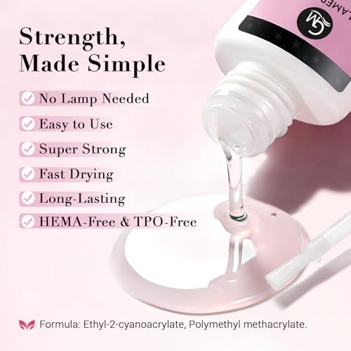 GLAMERMAID Nail Glue for Press On Nails – 15ml, No Lamp Needed, 28 Days Long-Lasting, Fast Drying, TPO & HEMA Free, Super Strong Brush On Glue for Nail Tips & Acrylic Fake Nails - görsel 4