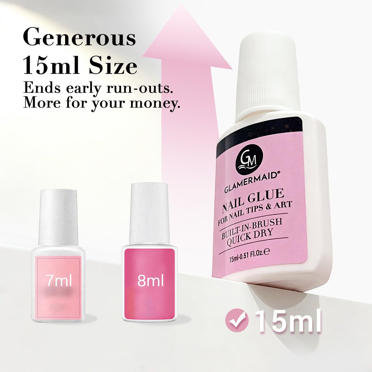GLAMERMAID Nail Glue for Press On Nails – 15ml, No Lamp Needed, 28 Days Long-Lasting, Fast Drying, TPO & HEMA Free, Super Strong Brush On Glue for Nail Tips & Acrylic Fake Nails - görsel 13