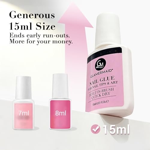 GLAMERMAID Nail Glue for Press On Nails – 15ml, No Lamp Needed, 28 Days Long-Lasting, Fast Drying, TPO & HEMA Free, Super Strong Brush On Glue for Nail Tips & Acrylic Fake Nails - görsel 14