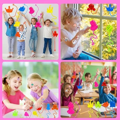 48PCS Princess Party Favors: Temporary Tattoos & Sticky Hands for Kids Birthday, Goodie Bag Stuffers, Classroom Prizes