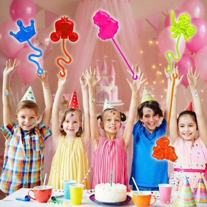 48PCS Princess Party Favors: Temporary Tattoos & Sticky Hands for Kids Birthday, Goodie Bag Stuffers, Classroom Prizes