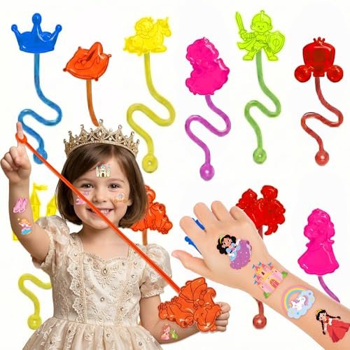 48PCS Princess Party Favors: Temporary Tattoos & Sticky Hands for Kids Birthday, Goodie Bag Stuffers, Classroom Prizes - görsel 2