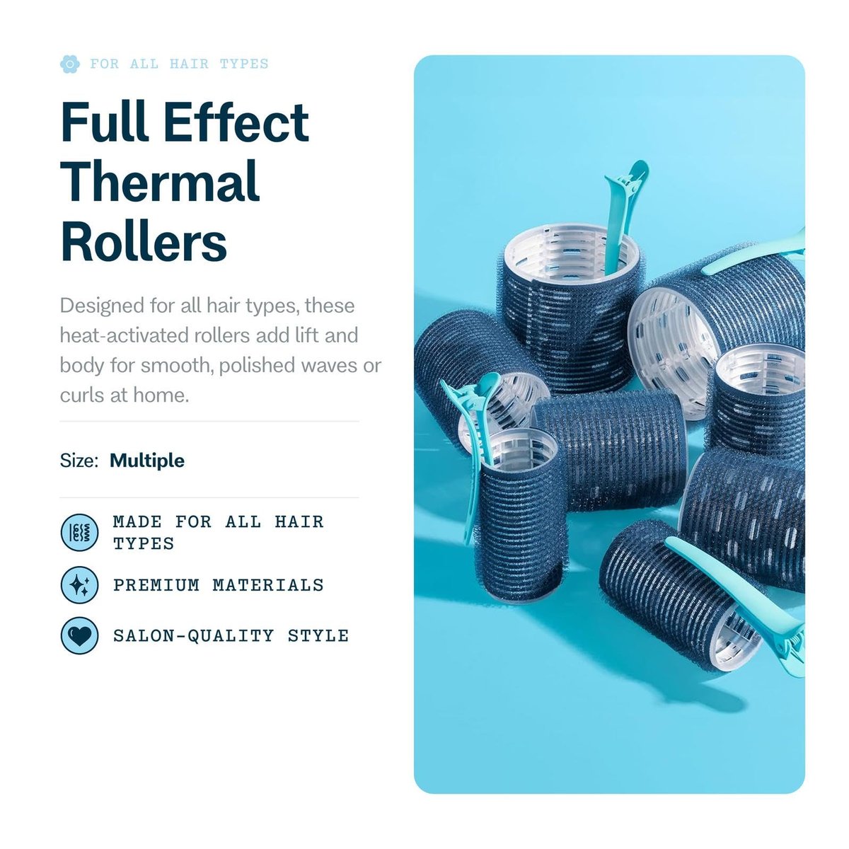 Gimme Beauty Full Effect Thermal Hair Rollers – 12 Count, 3 Sizes for Bouncy Curls & Natural Waves – Salon-Style Blow-Outs at Home – Gentle Secure Hold for All Hair Types - görsel 3