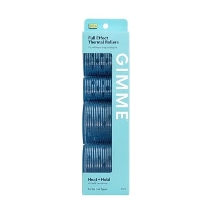 Gimme Beauty Full Effect Thermal Hair Rollers – 12 Count, 3 Sizes for Bouncy Curls & Natural Waves – Salon-Style Blow-Outs at Home – Gentle Secure Hold for All Hair Types