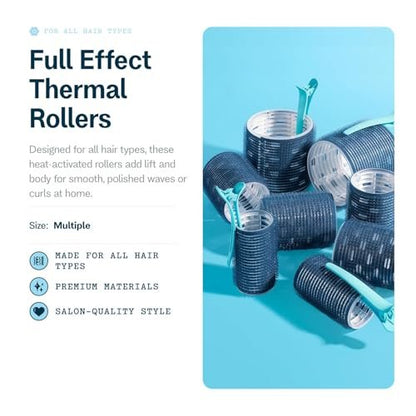 Gimme Beauty Full Effect Thermal Hair Rollers – 12 Count, 3 Sizes for Bouncy Curls & Natural Waves – Salon-Style Blow-Outs at Home – Gentle Secure Hold for All Hair Types