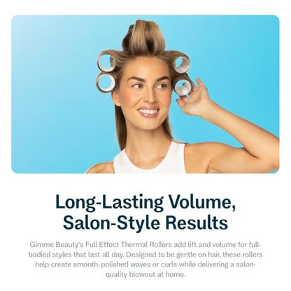 Gimme Beauty Full Effect Thermal Hair Rollers – 12 Count, 3 Sizes for Bouncy Curls & Natural Waves – Salon-Style Blow-Outs at Home – Gentle Secure Hold for All Hair Types