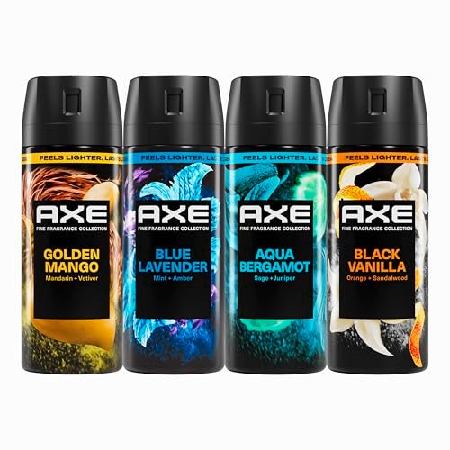 AXE Body Spray Mixed 4 Count - Stay Fresh for 72 Hours, Aluminum Free, 2.9 oz Each Avelisse