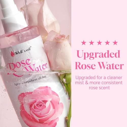 Well's Oil Rosewater Face & Hair Mist Spray (2 fl oz / 59 mL) – Alcohol-Free Floral Hydrosol for Refreshing Skincare & Hair Care - görsel 10