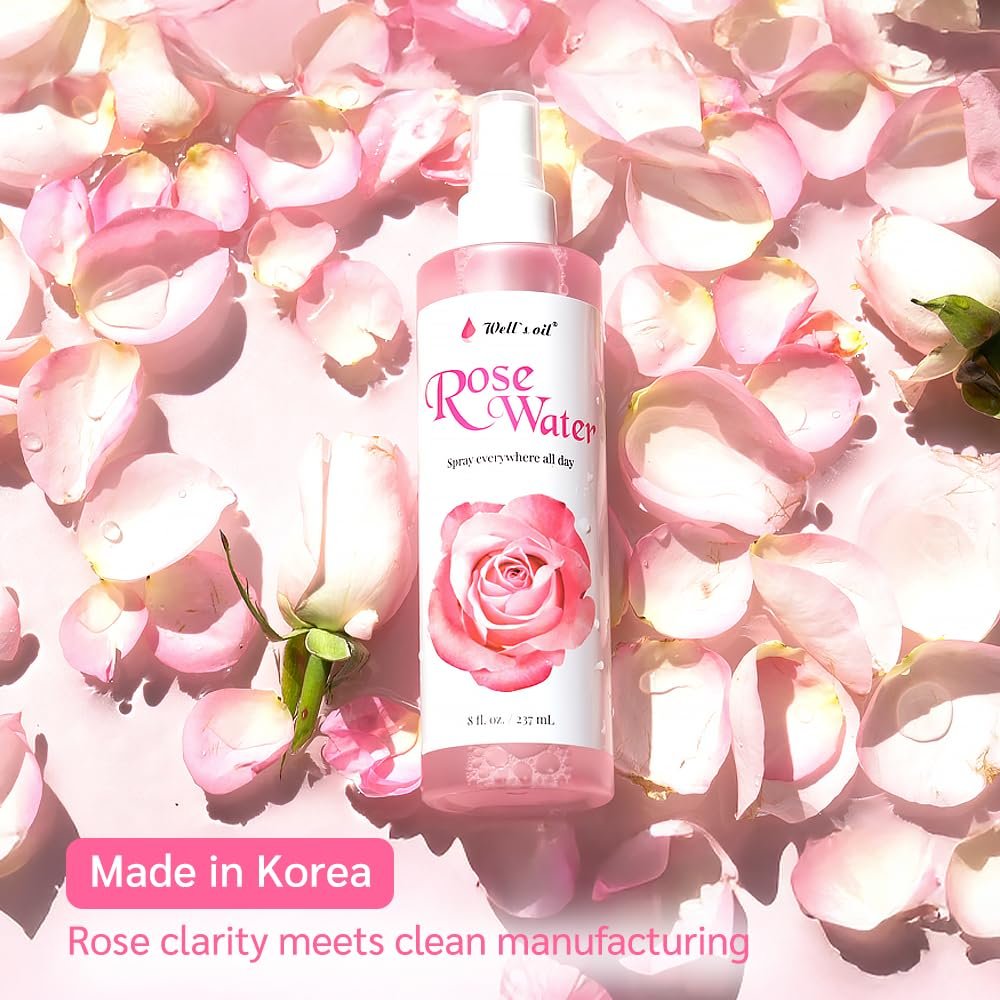 Well's Oil Rosewater Face & Hair Mist Spray (2 fl oz / 59 mL) – Alcohol-Free Floral Hydrosol for Refreshing Skincare & Hair Care - görsel 11