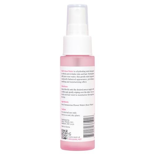 Well's Oil Rosewater Face & Hair Mist Spray (2 fl oz / 59 mL) – Alcohol-Free Floral Hydrosol for Refreshing Skincare & Hair Care - görsel 18