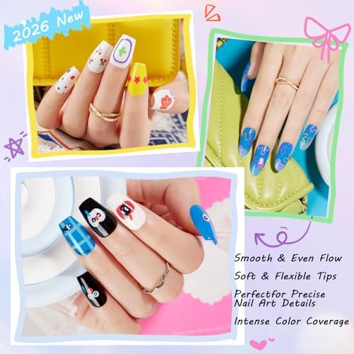 Glamonade Nail Art Markers for Kids - 12 Pack Fine Tip Nail Polish Pens, Non Toxic, Quick Dry, DIY Manicure Set Avelisse