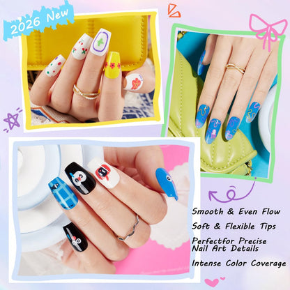 Glamonade Nail Art Markers for Kids - 12 Pack Fine Tip Nail Polish Pens, Non Toxic, Quick Dry, DIY Manicure Set Avelisse