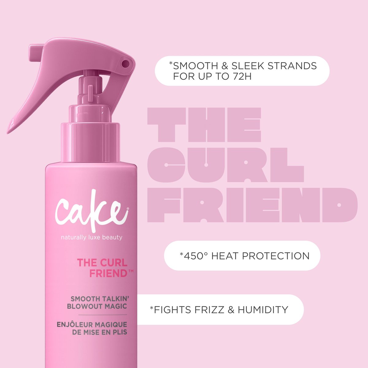 Cake Beauty Curl Blow Out Spray – Smooth Talkin' Blow Out Magic for Sleek, Frizz-Free Curls Up to 72H, 450°F Heat Protection, 6.8 fl oz Avelisse