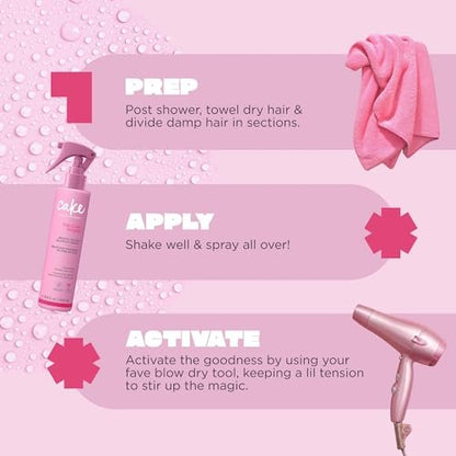 Cake Beauty Curl Blow Out Spray – Smooth Talkin' Blow Out Magic for Sleek, Frizz-Free Curls Up to 72H, 450°F Heat Protection, 6.8 fl oz Avelisse