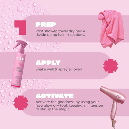 Cake Beauty Curl Blow Out Spray – Smooth Talkin' Blow Out Magic for Sleek, Frizz-Free Curls Up to 72H, 450°F Heat Protection, 6.8 fl oz Avelisse