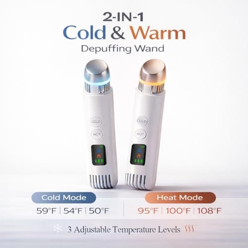2-in-1 Cold & Warm Depuffing Wand for Face & Eyes – Adjustable Temperature Facial Massager for Puffiness, Dark Circles & Radiant Skin Avelisse
