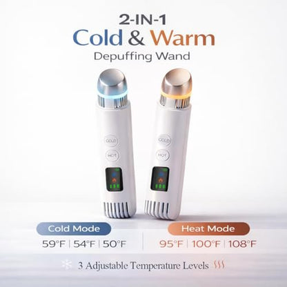 2-in-1 Cold & Warm Depuffing Wand for Face & Eyes – Adjustable Temperature Facial Massager for Puffiness, Dark Circles & Radiant Skin Avelisse