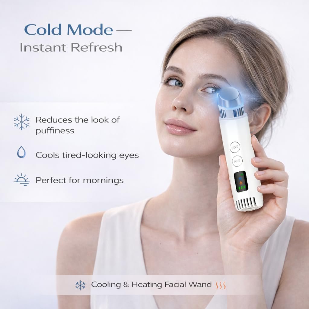 2-in-1 Cold & Warm Depuffing Wand for Face & Eyes – Adjustable Temperature Facial Massager for Puffiness, Dark Circles & Radiant Skin Avelisse