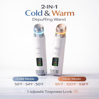 2-in-1 Cold & Warm Depuffing Wand for Face & Eyes – Adjustable Temperature Facial Massager for Puffiness, Dark Circles & Radiant Skin Avelisse