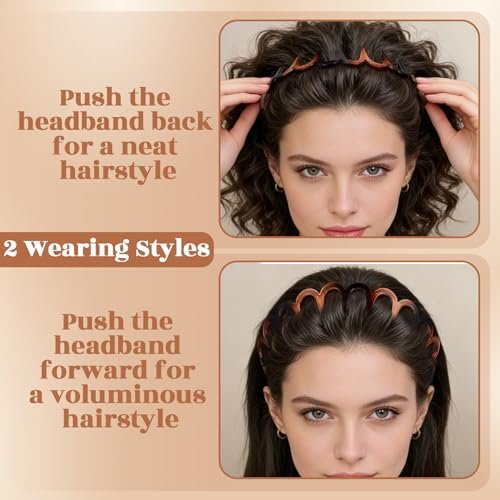 HairChrysm 8-Piece Plastic Zig Zag Headbands with Cotton Headband - Trendy Wavy Comb Head Band with Teeth for Women & Men | 90s Style Non-Slip Hair Bands for Daily Styling, Workouts & More - görsel 10