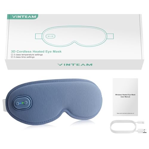 VINTEAM Cordless Heated Eye Mask – 3D Design with Adjustable Heat & Timer, Comfortable & Lightweight for Eye Fatigue Relief, Men & Women (Blue) - görsel 16