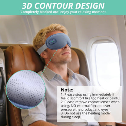 VINTEAM Cordless Heated Eye Mask – 3D Design with Adjustable Heat & Timer, Comfortable & Lightweight for Eye Fatigue Relief, Men & Women (Blue)