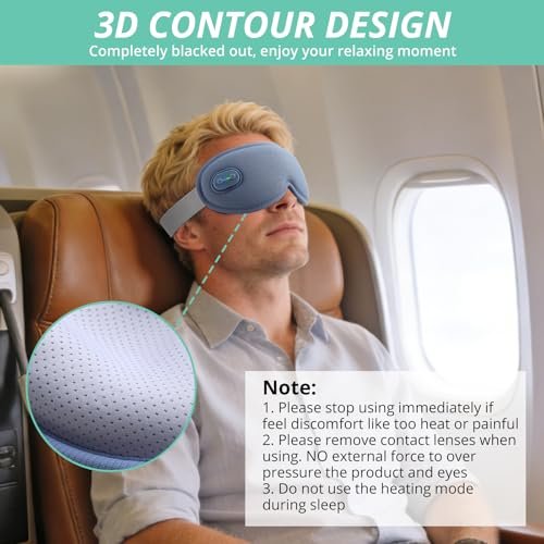 VINTEAM Cordless Heated Eye Mask – 3D Design with Adjustable Heat & Timer, Comfortable & Lightweight for Eye Fatigue Relief, Men & Women (Blue) - görsel 6