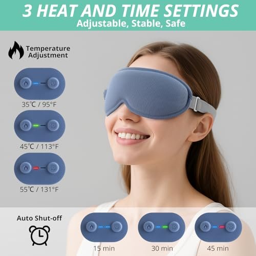 VINTEAM Cordless Heated Eye Mask – 3D Design with Adjustable Heat & Timer, Comfortable & Lightweight for Eye Fatigue Relief, Men & Women (Blue) - görsel 4