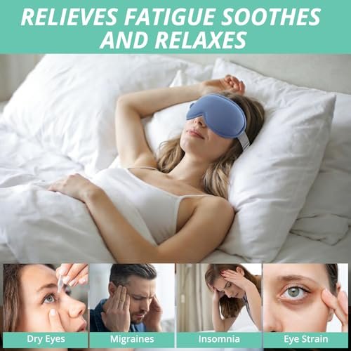 VINTEAM Cordless Heated Eye Mask – 3D Design with Adjustable Heat & Timer, Comfortable & Lightweight for Eye Fatigue Relief, Men & Women (Blue) - görsel 8