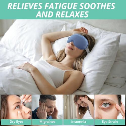 VINTEAM Cordless Heated Eye Mask – 3D Design with Adjustable Heat & Timer, Comfortable & Lightweight for Eye Fatigue Relief, Men & Women (Blue)